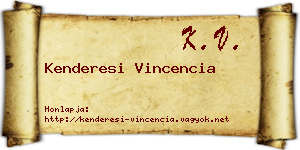Kenderesi Vincencia névjegykártya